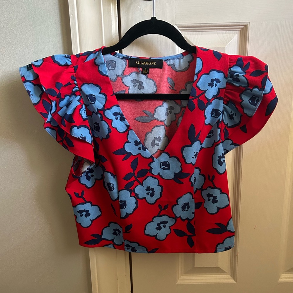 Sugarlips Red Floral Women's Top